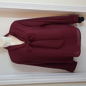 Maroon Blouse with pussy bow